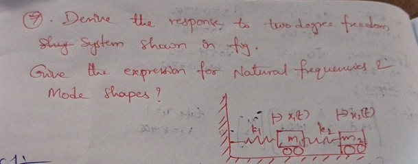 ( 7 ) . Derive the response to two degree fredom