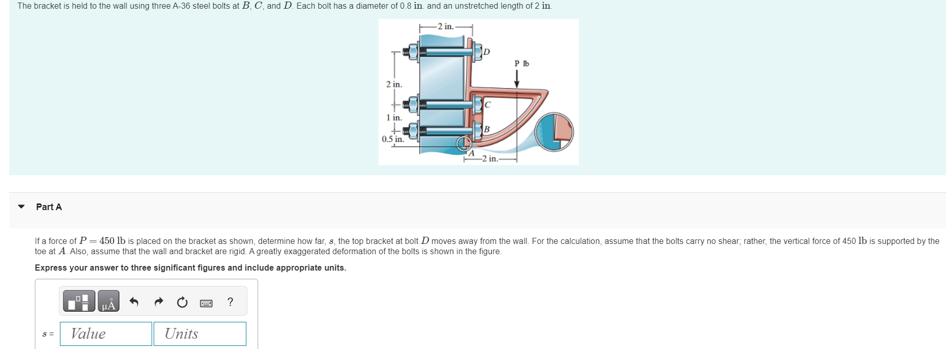 The bracket is held to the wall using three A - 3