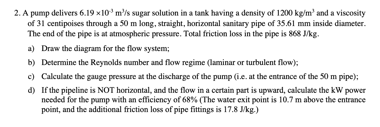 2 . A pump delivers \ ( 6 . 1 9 \ times 1 0 ^ { -