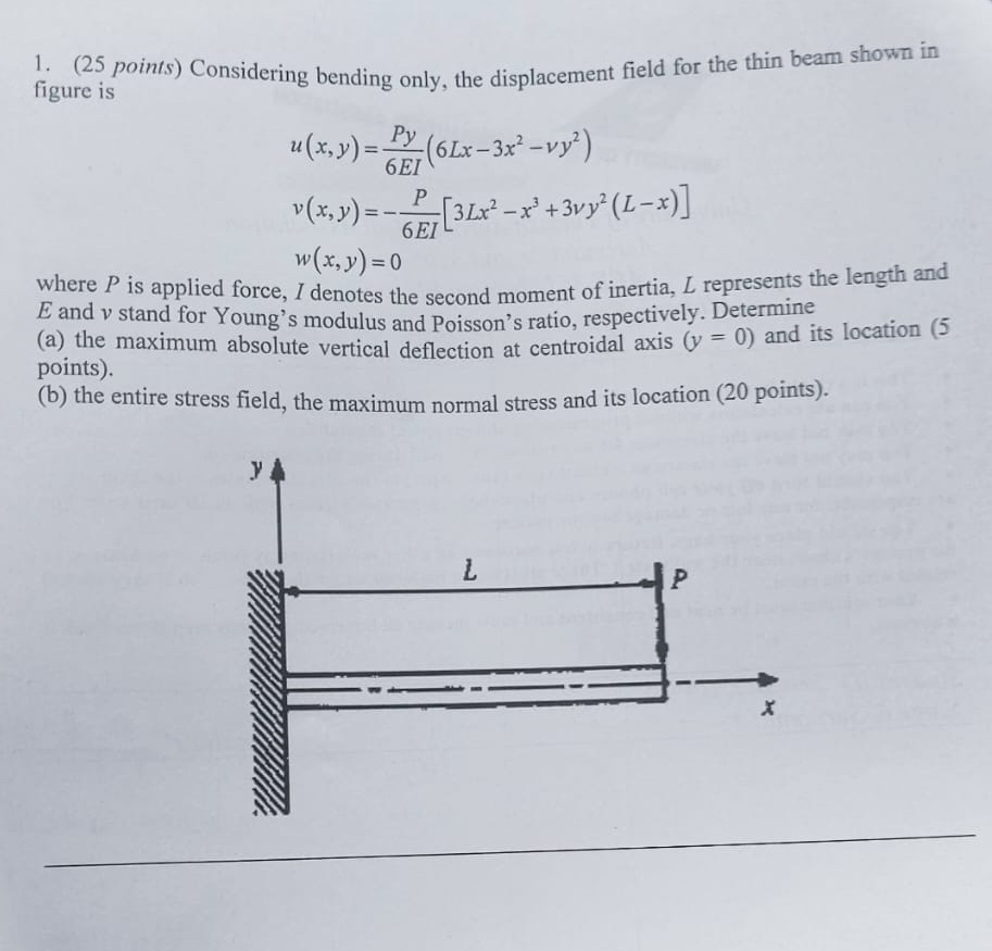 ( 2 5 points ) Considering bending only, the