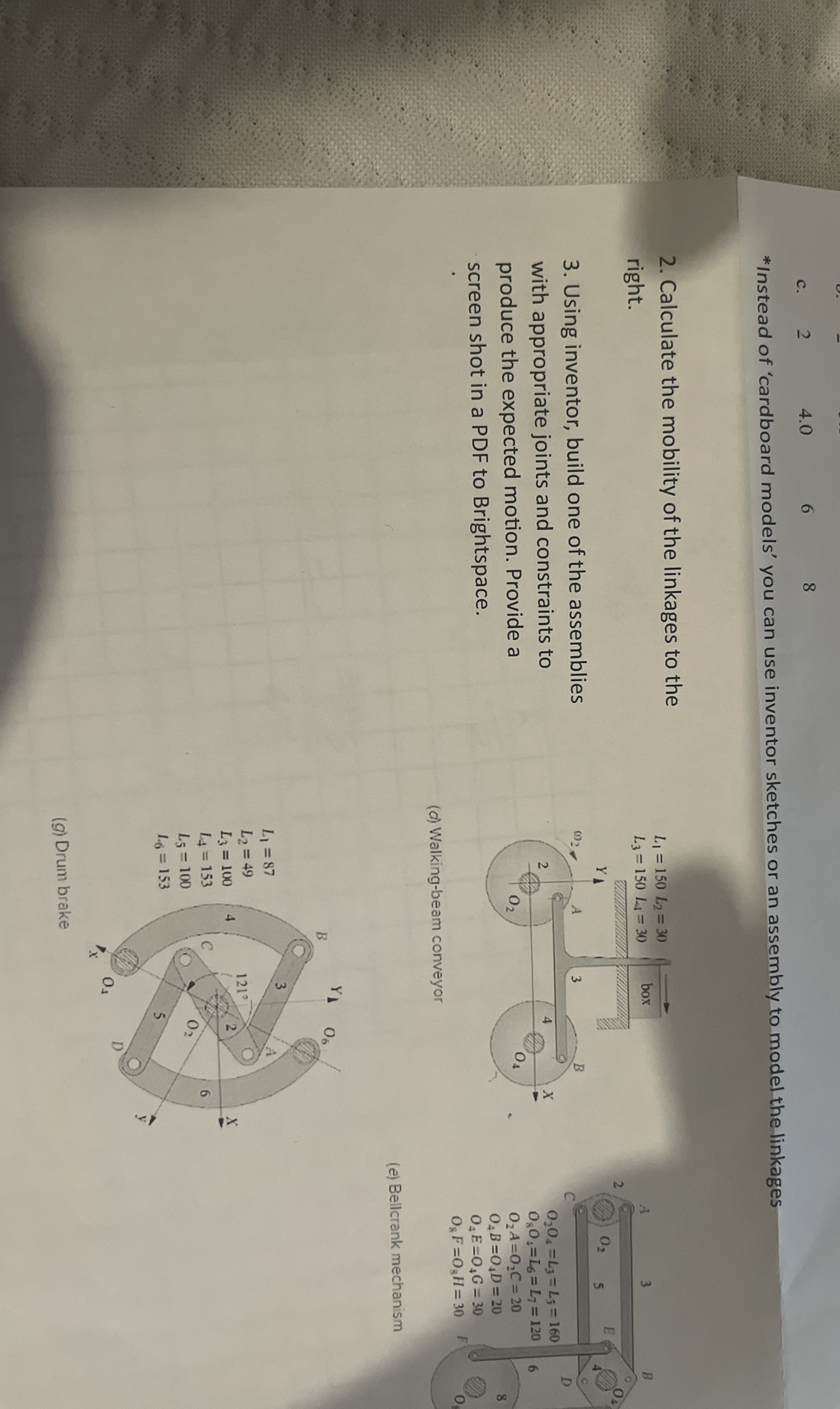 2 . Calculate the mobility of the linkages to the
