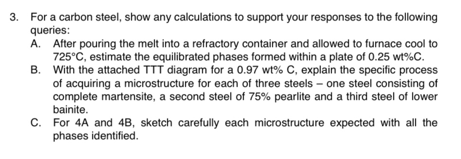 For a carbon steel, show any calculations to