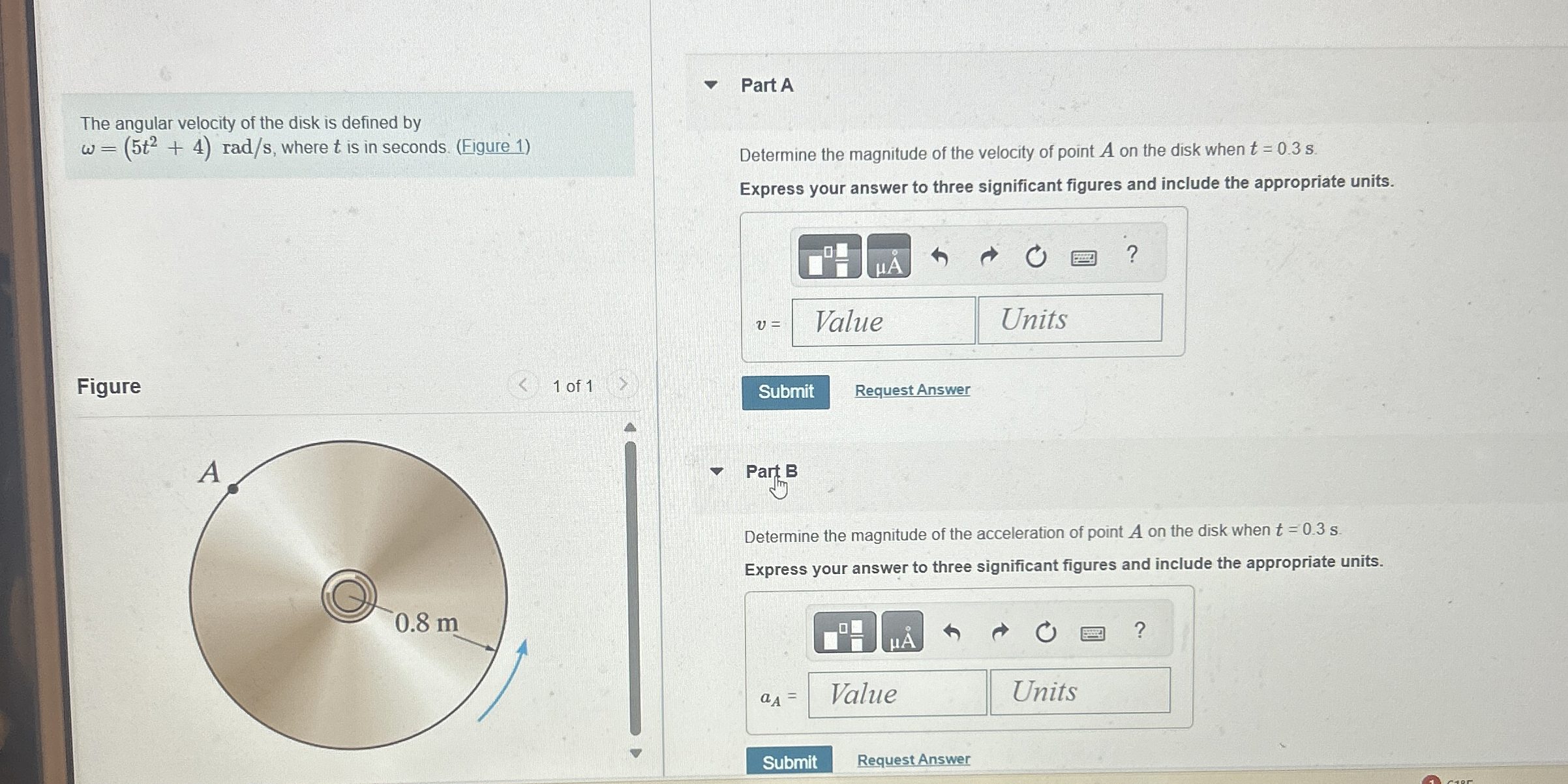 The angular velocity of the disk is defined by =