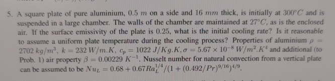 A square plate of pure aluminium, 0 . 5 m on a