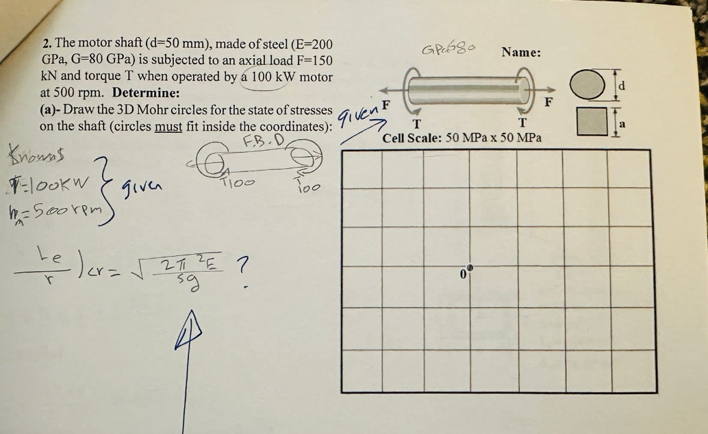 The motor shaft ( d = 5 0 m m ) , made of steel (