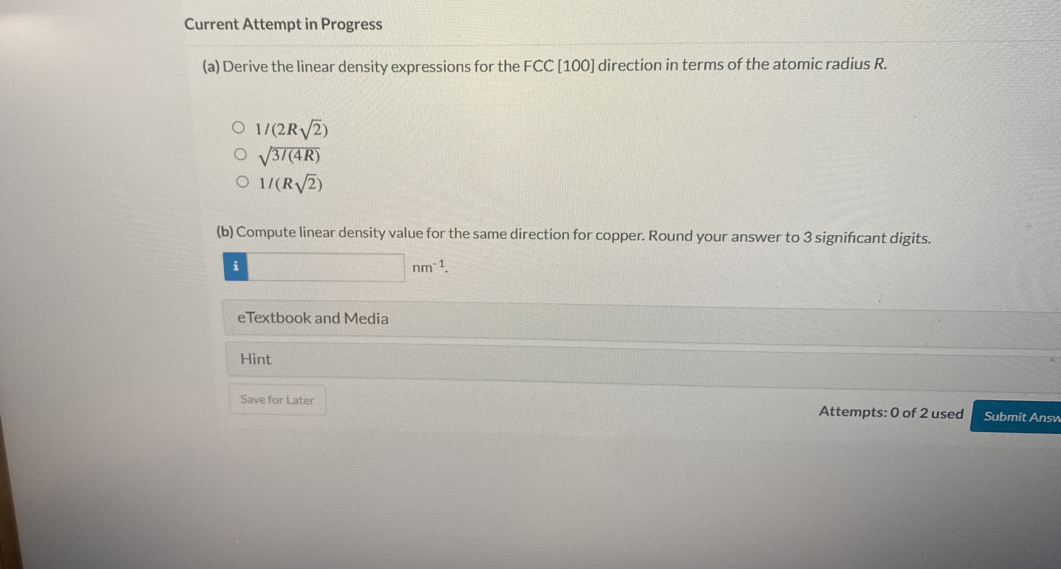 Current Attempt in Progress ( a ) Derive the