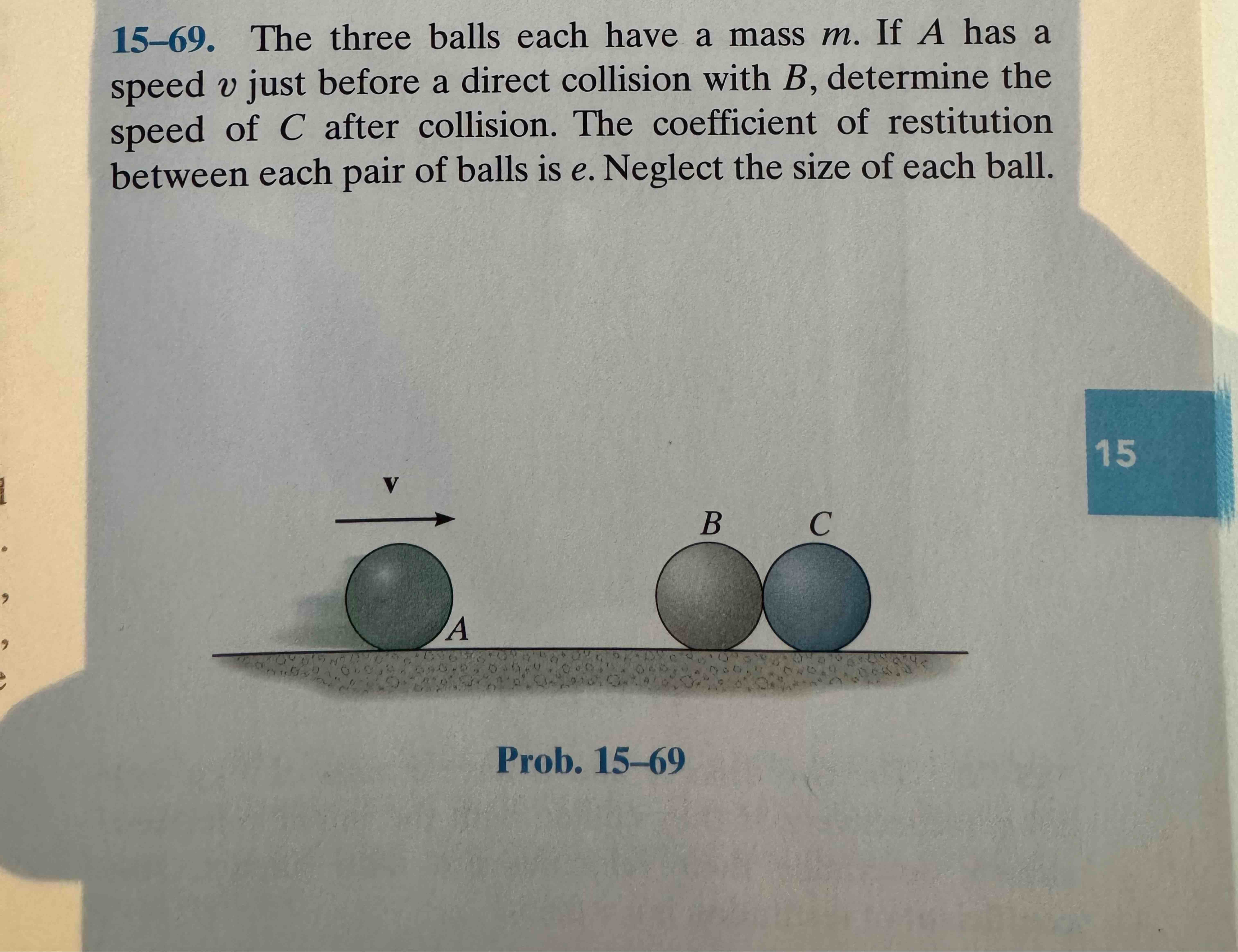 1 5 - 6 9 . The three balls each have a mass \ (