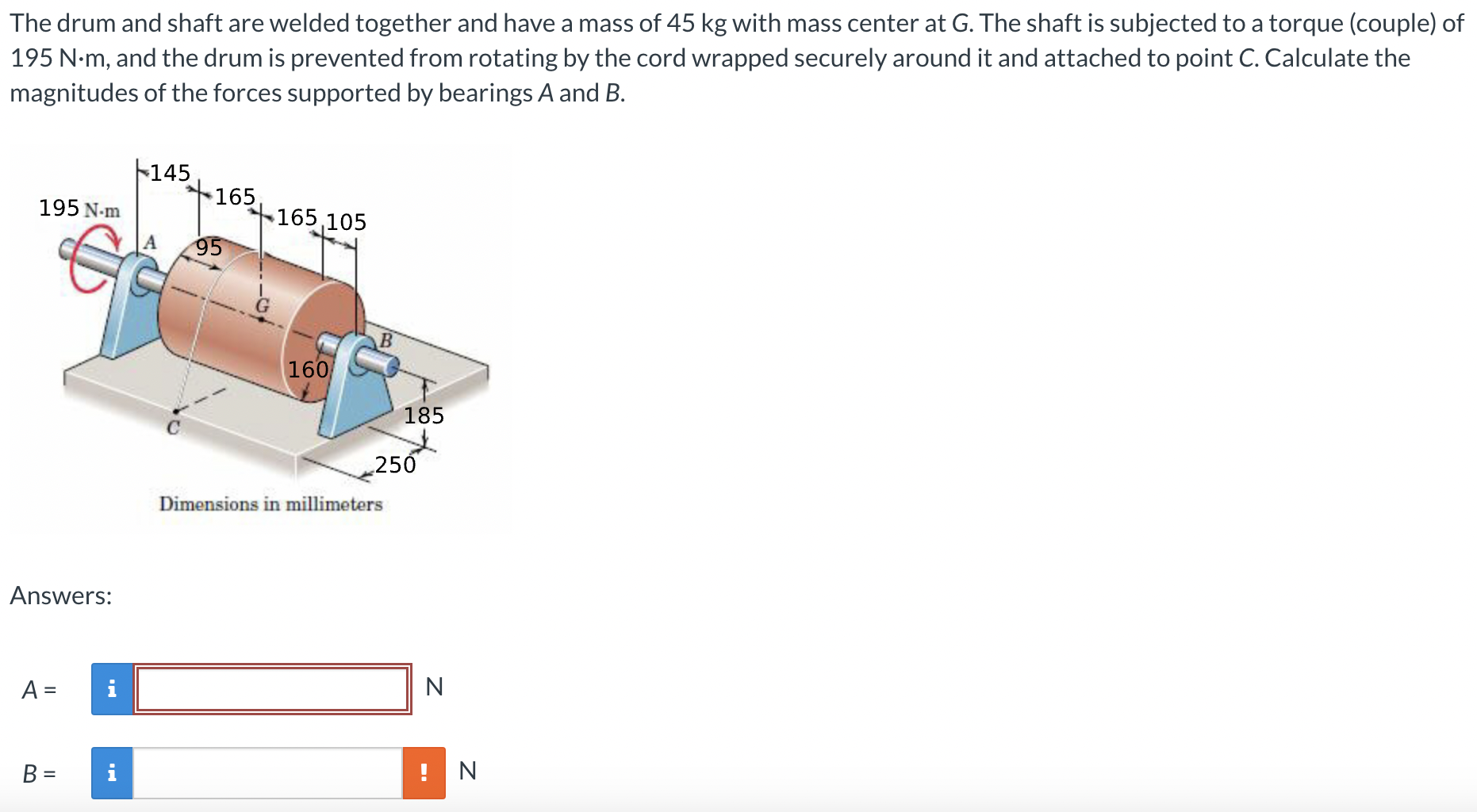 The drum and shaft are welded together and have a