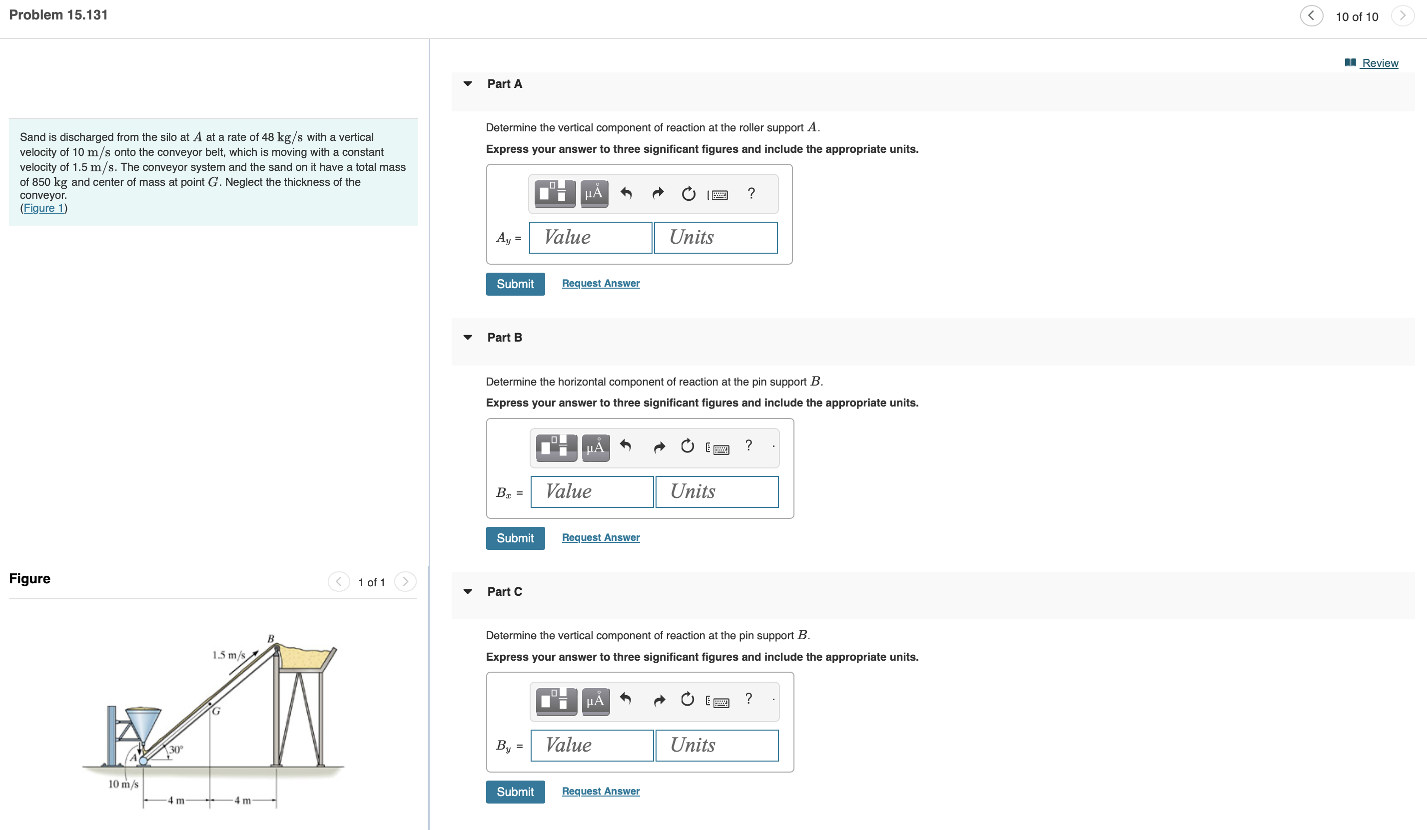 Sand is discharged from the silo at \ ( A \ ) at