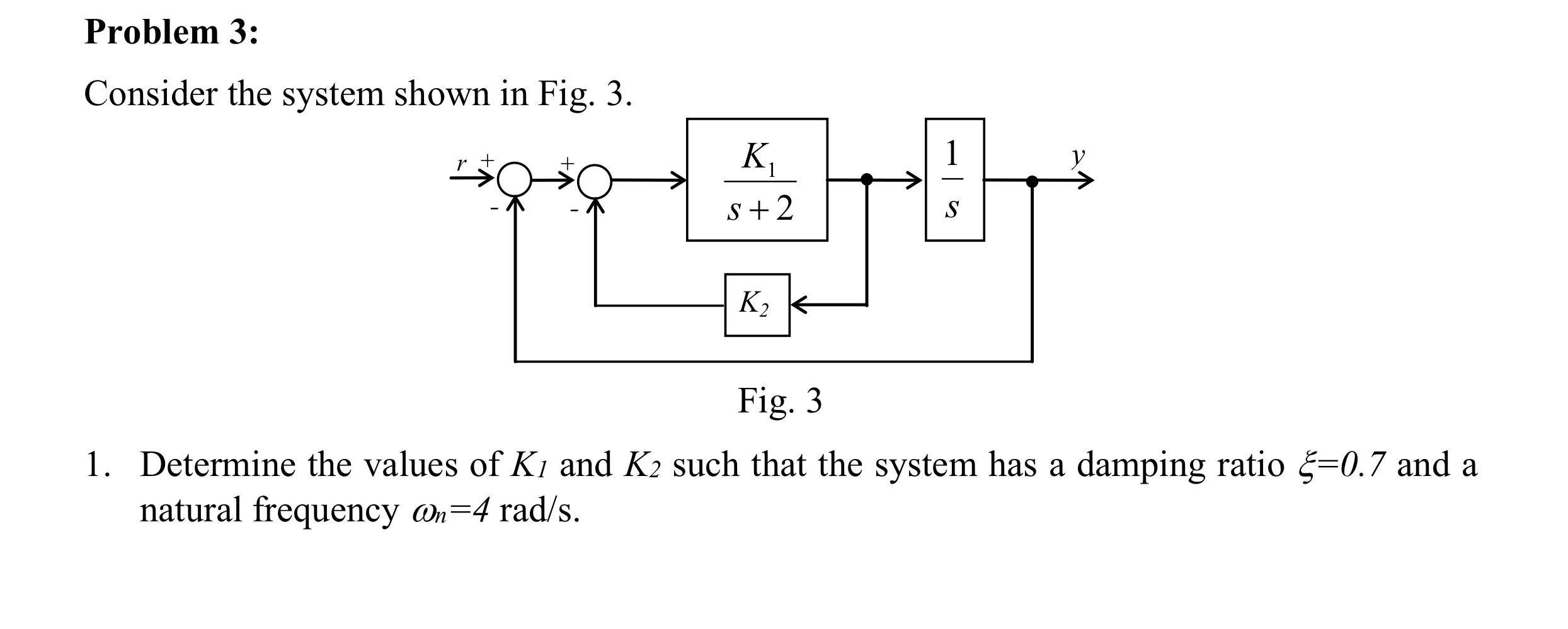 Problem 3 : Consider the system shor Determine