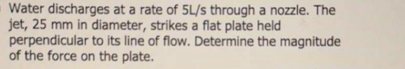Water discharges at a rate of 5 L s through a
