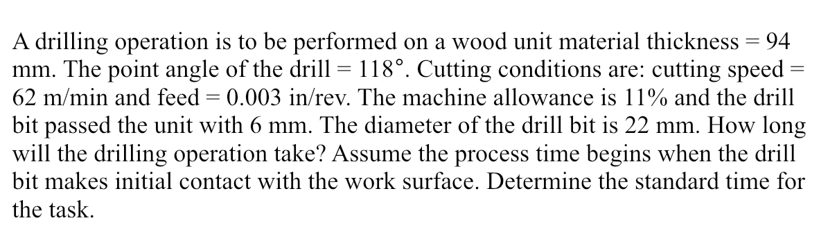A drilling operation is to be performed on a wood