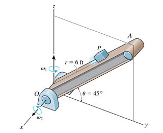 At the instant shown, the arm OA of the conveyor
