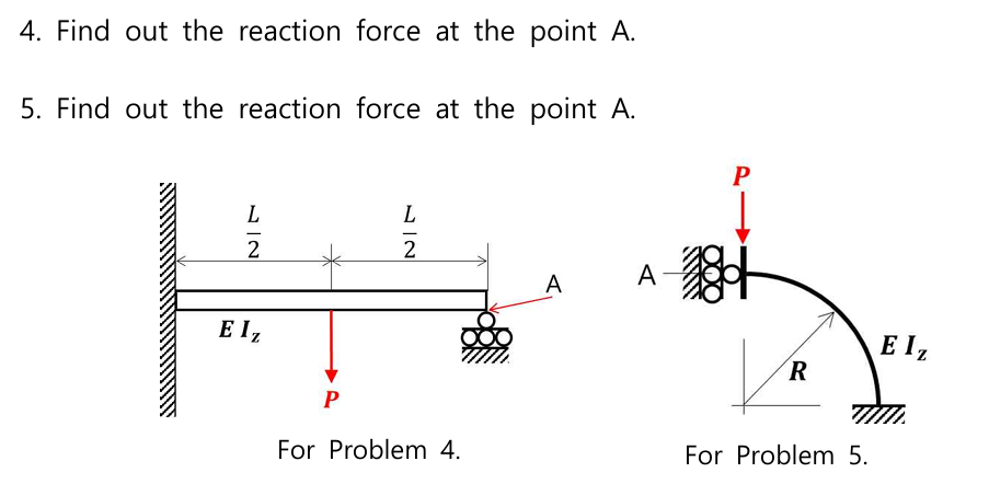 4 . Find out the reaction force at the point \ (
