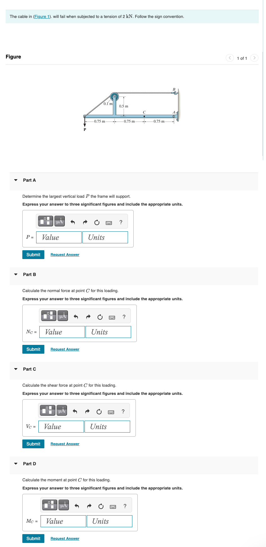 The cable in ( Figure 1 ) . will fail when