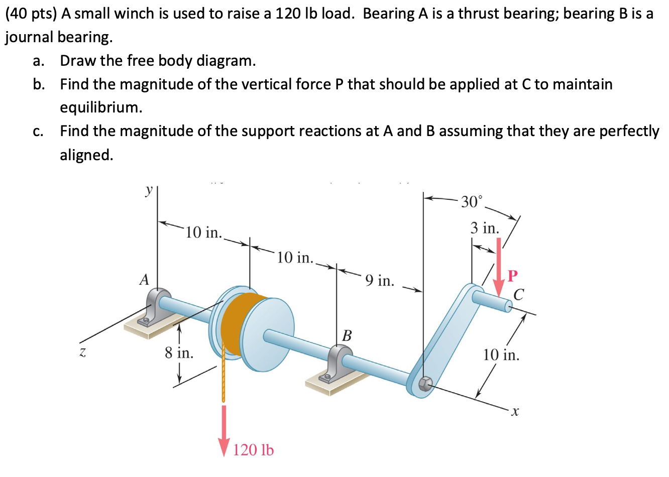 A small winch is used to raise a 1 2 0 lb load.