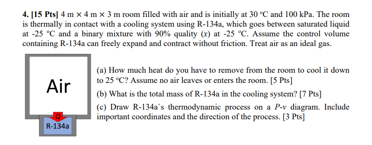 [ 1 5 Pts ] 4 m 4 m 3 m room filled with air and