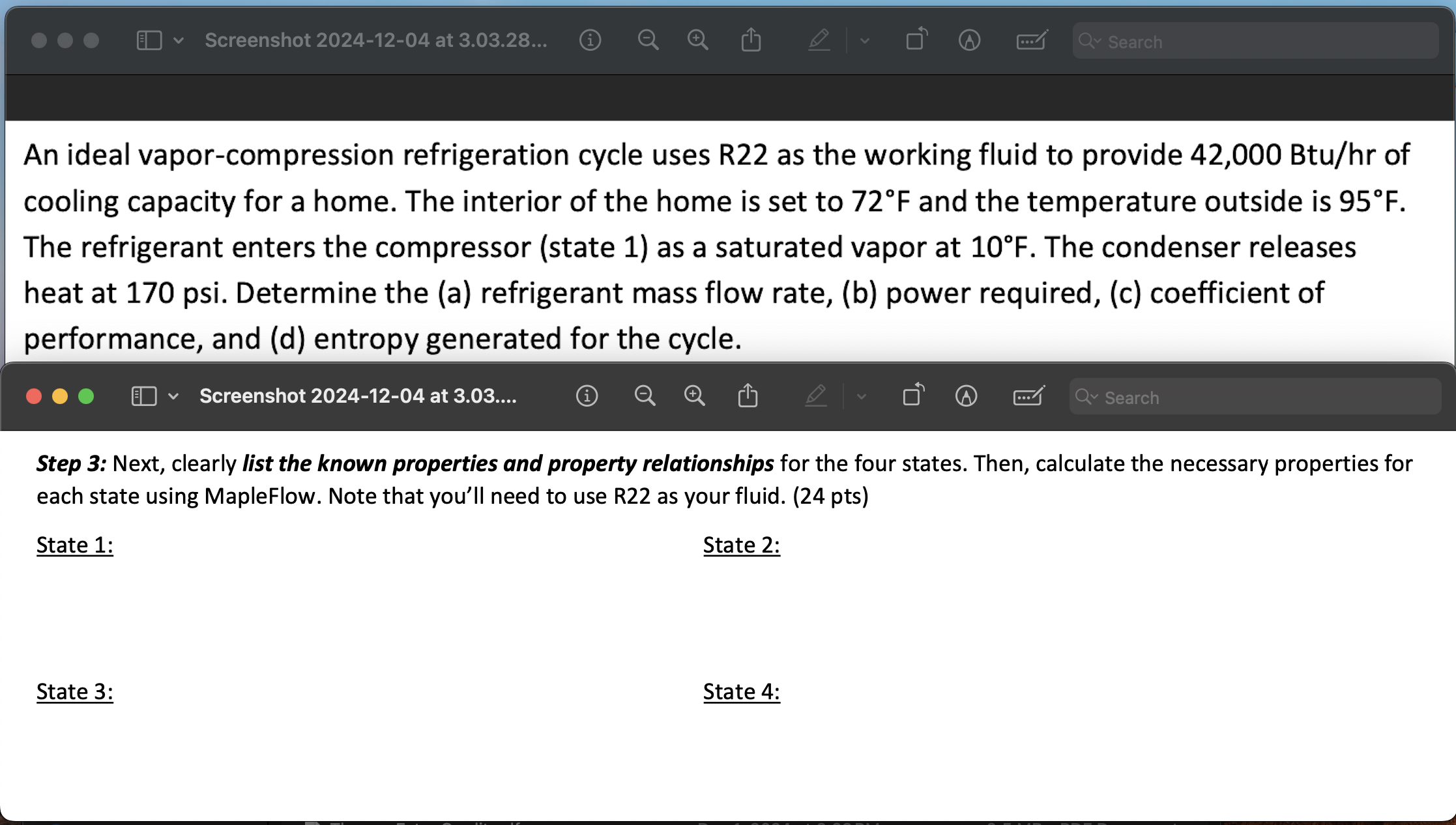 Please give the mapleflow code An ideal vapor -