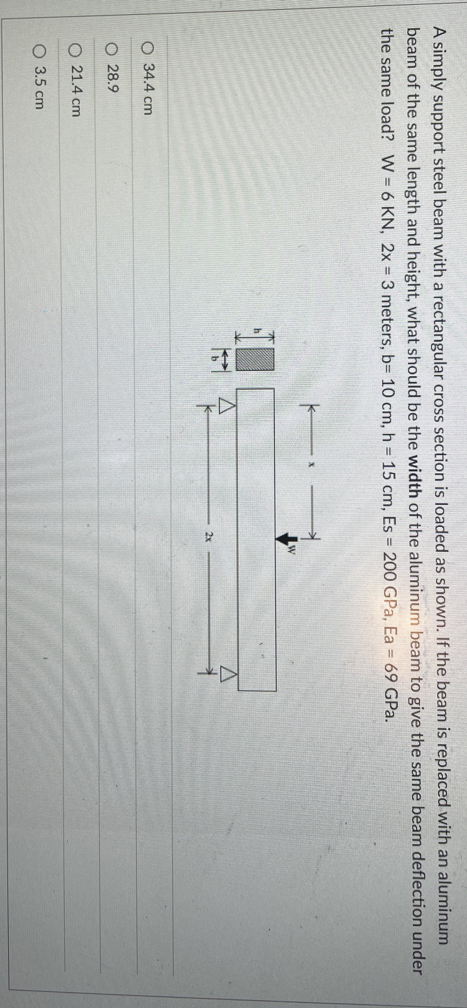 A simply support steel beam with a rectangular