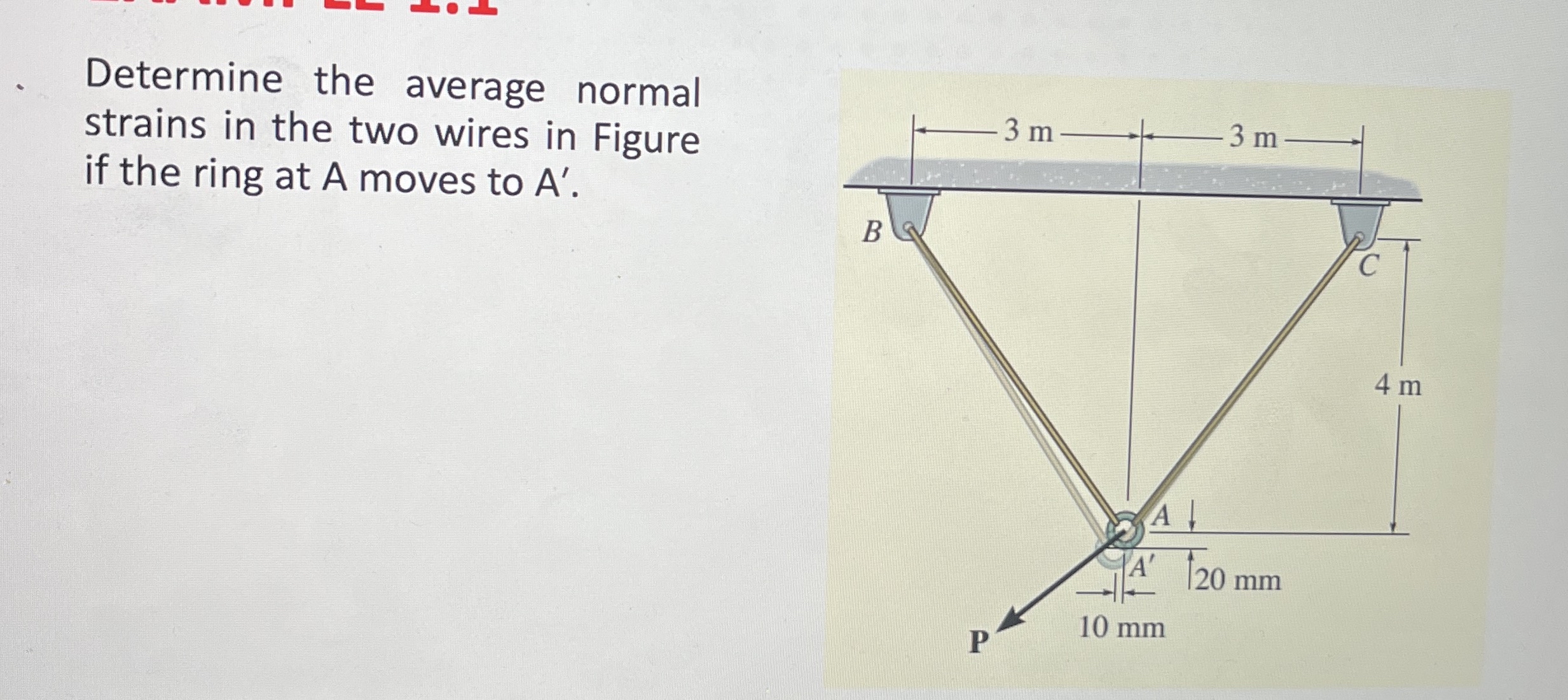 Determine the average normal strains in the two