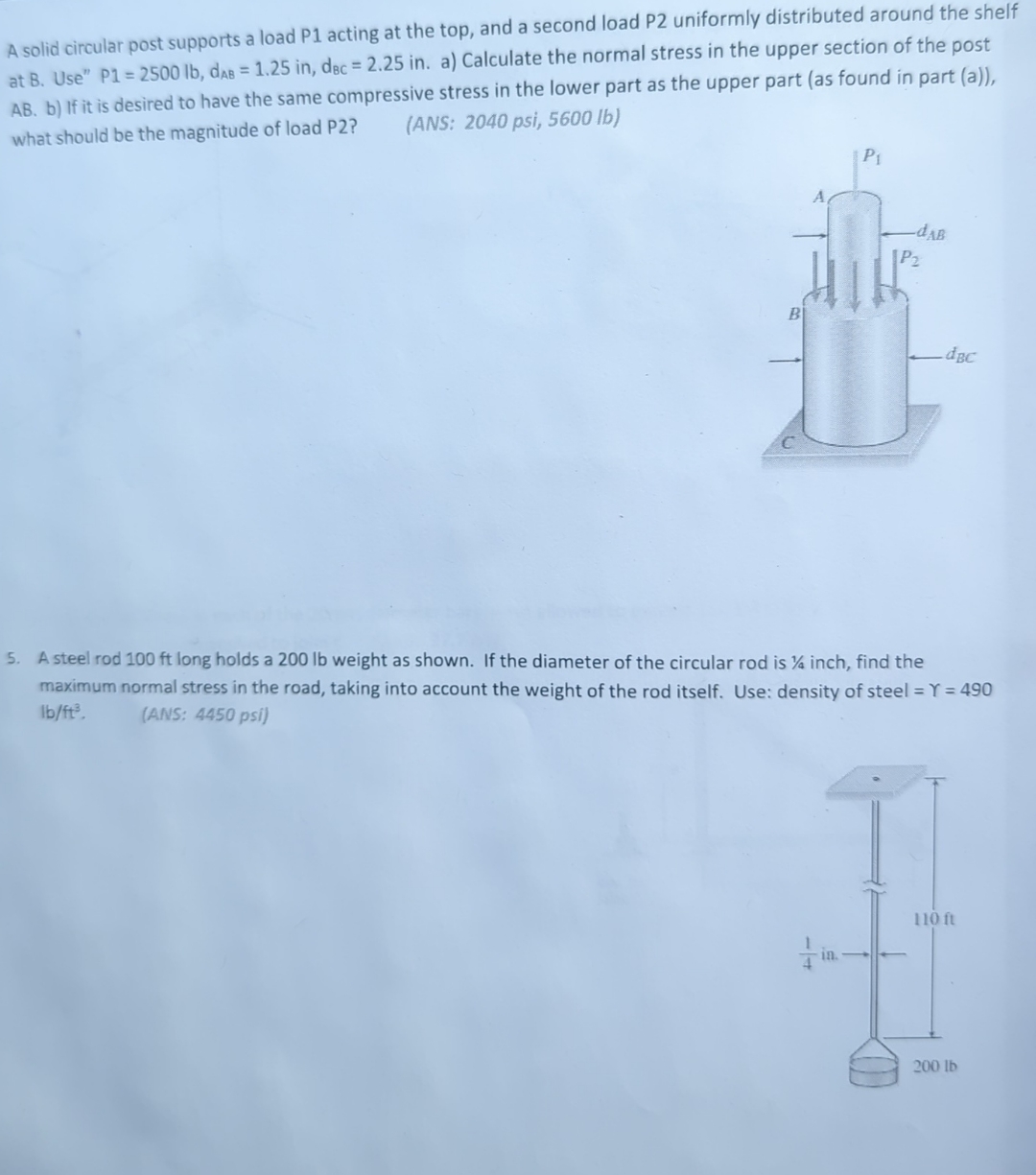 Need help with these. A solid circular post