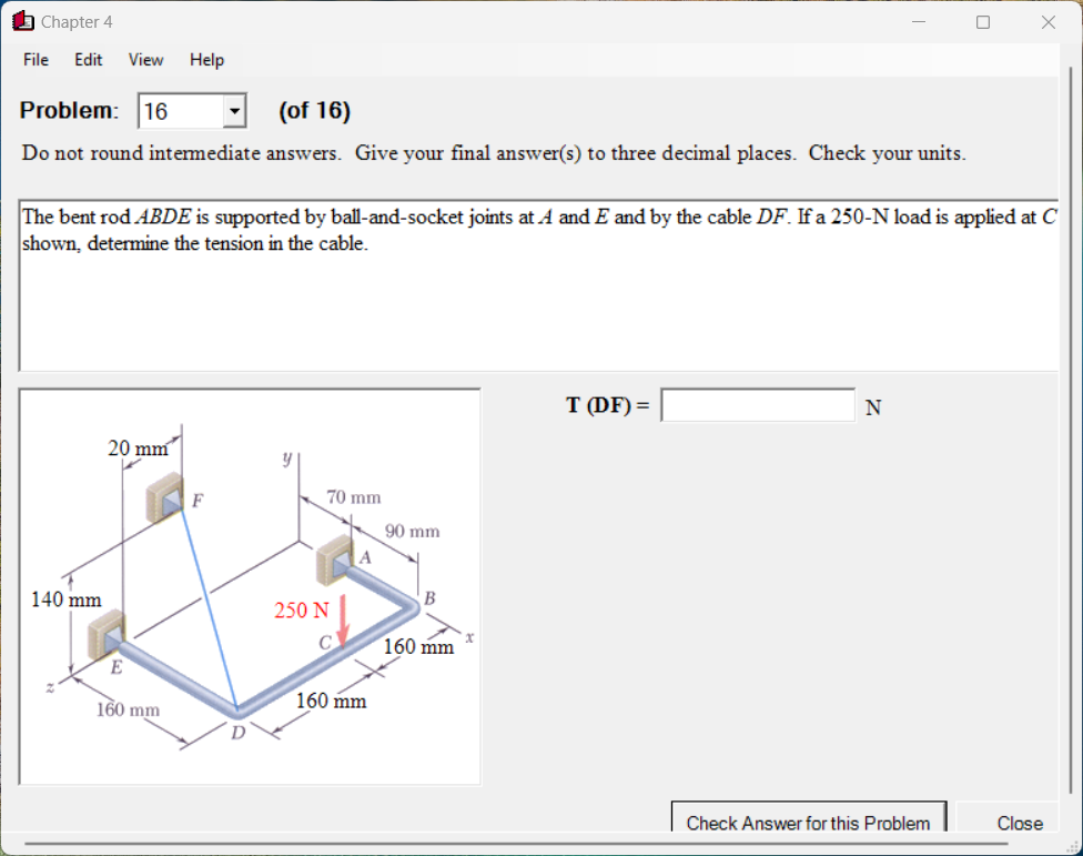 The bent rod ABDE is supported by ball - and -