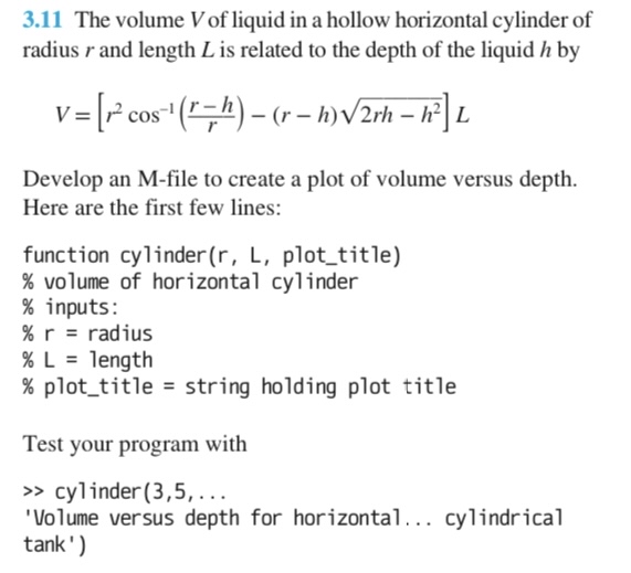 3 . 1 1 The volume V of liquid in a hollow