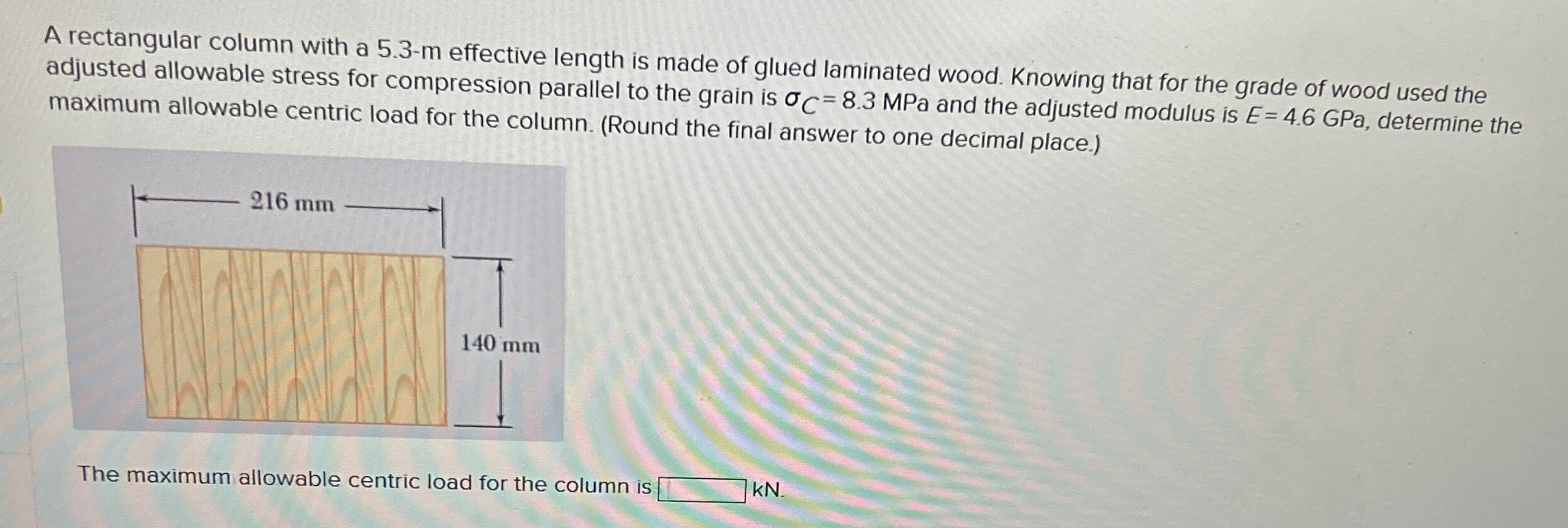 A rectangular column with a 5 . 3 - m effective