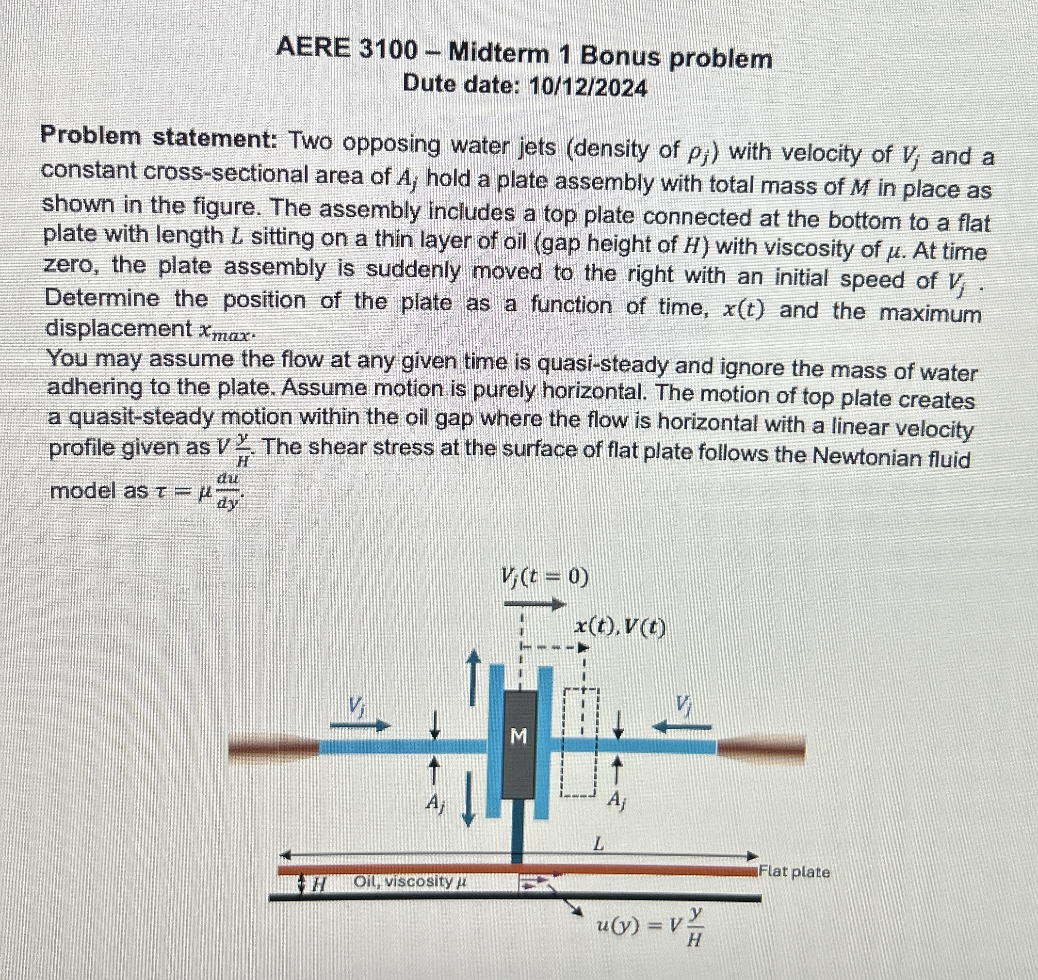 AERE 3 1 0 0 - Midterm 1 Bonus problem Dute date: