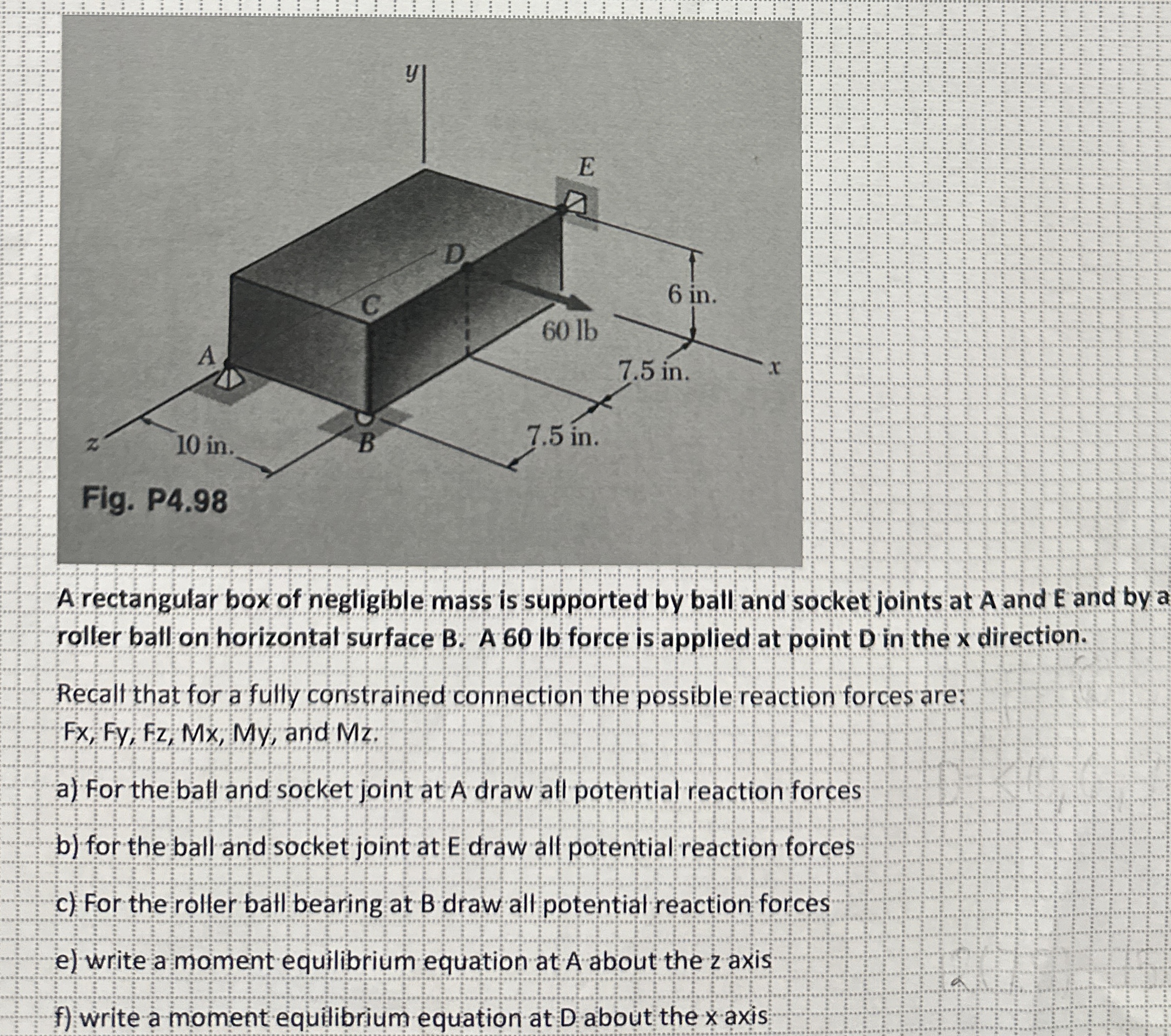 A rectangular box of negligible mass is supported