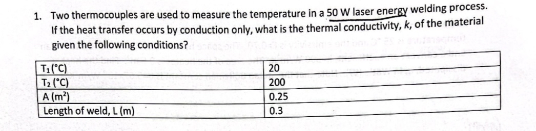 Two thermocouples are used to measure the
