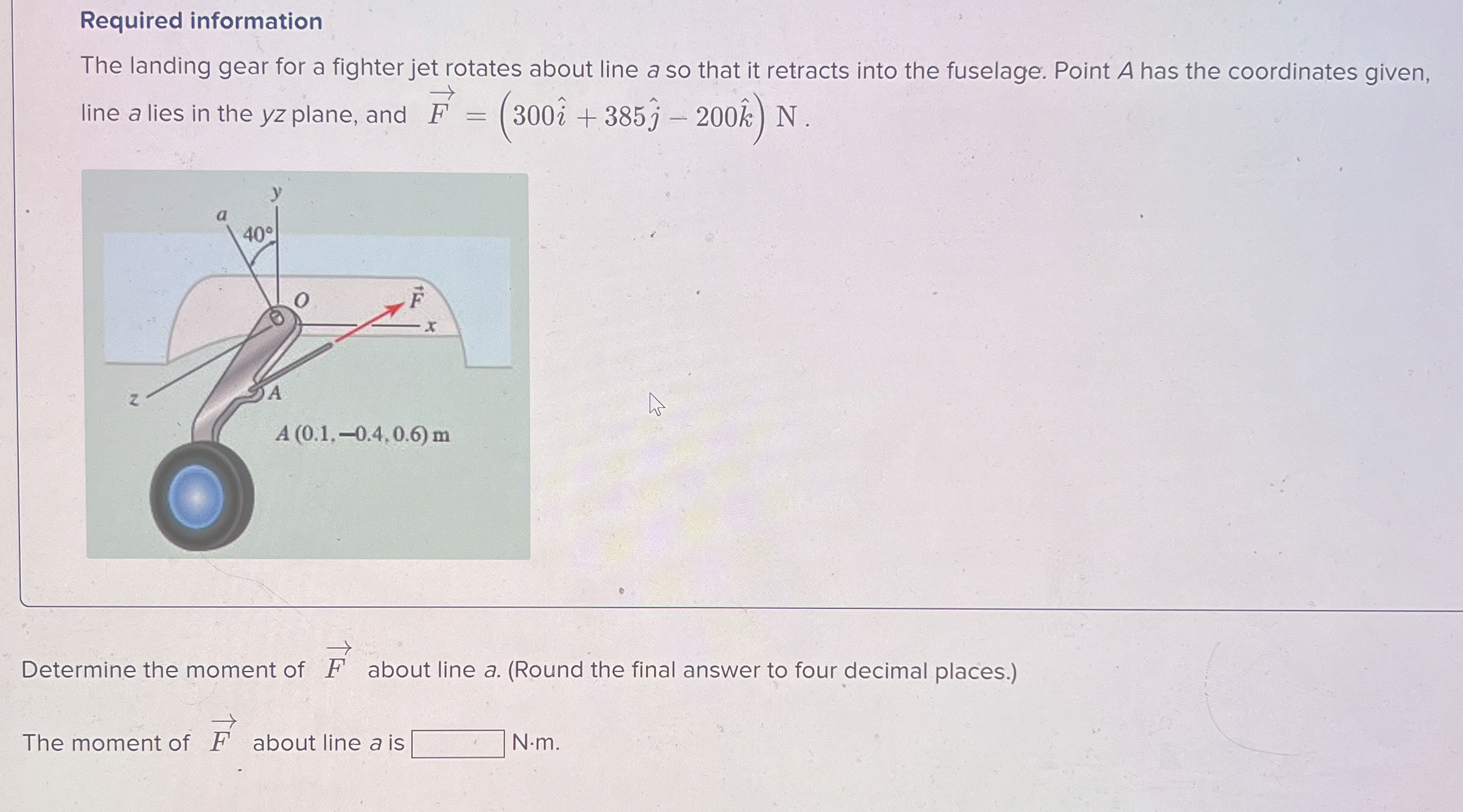 Required information The landing gear for a