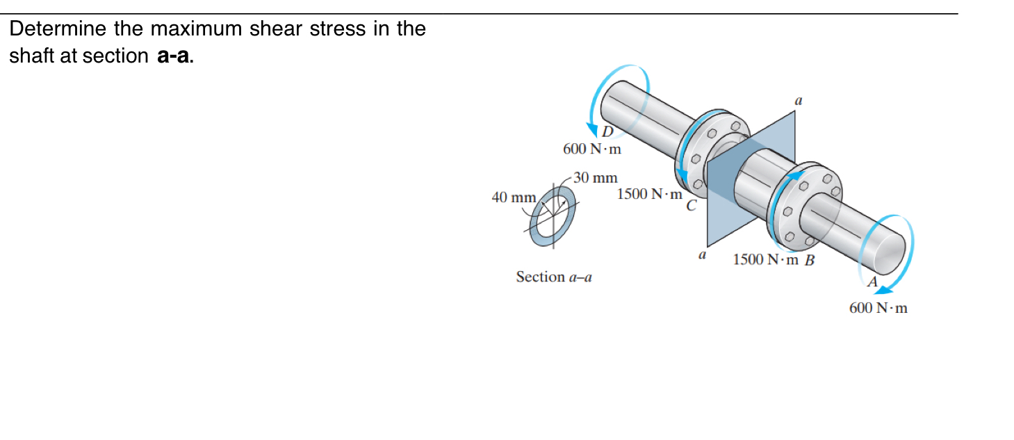 Determine the maximum shear stress in the shaft