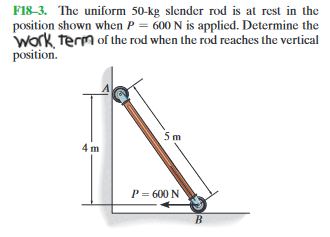 F 1 8 - 3 . The uniform 5 0 - kg slender rod is