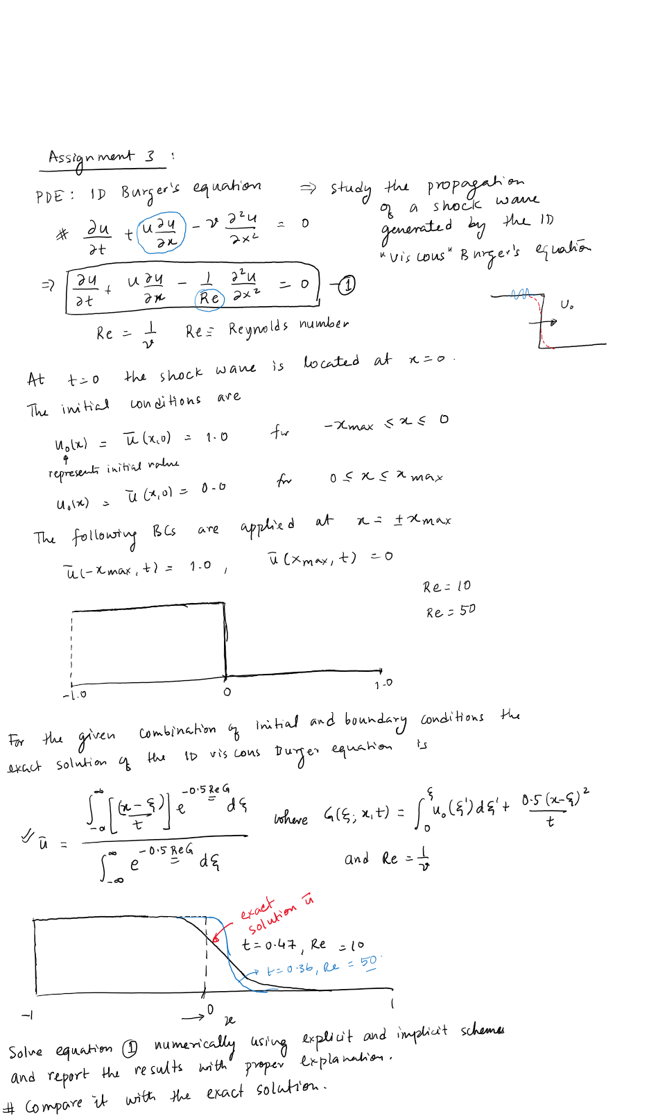 Assignment 3 : PDE: ID Write python code only for