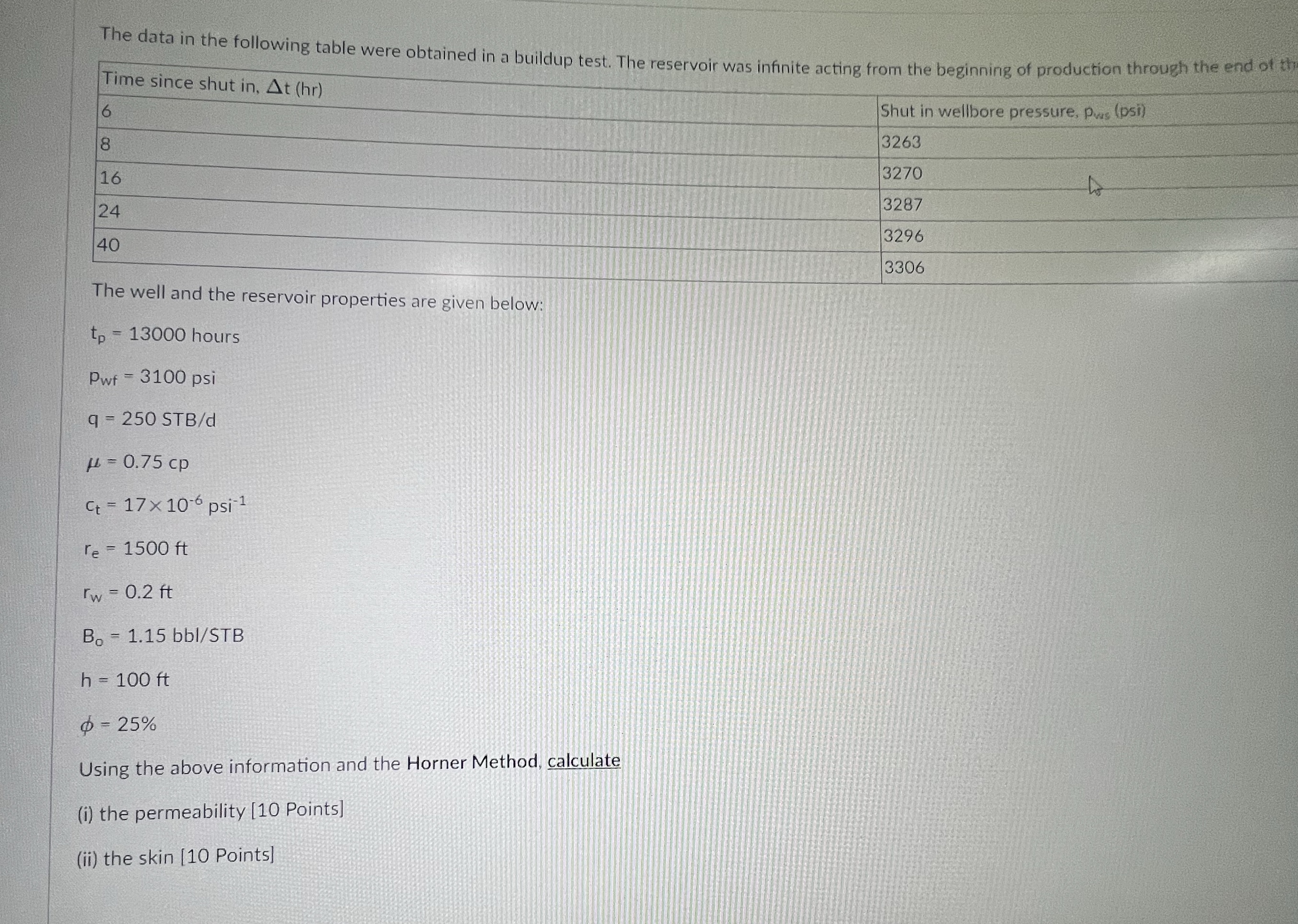 The data in the following table were obtained in