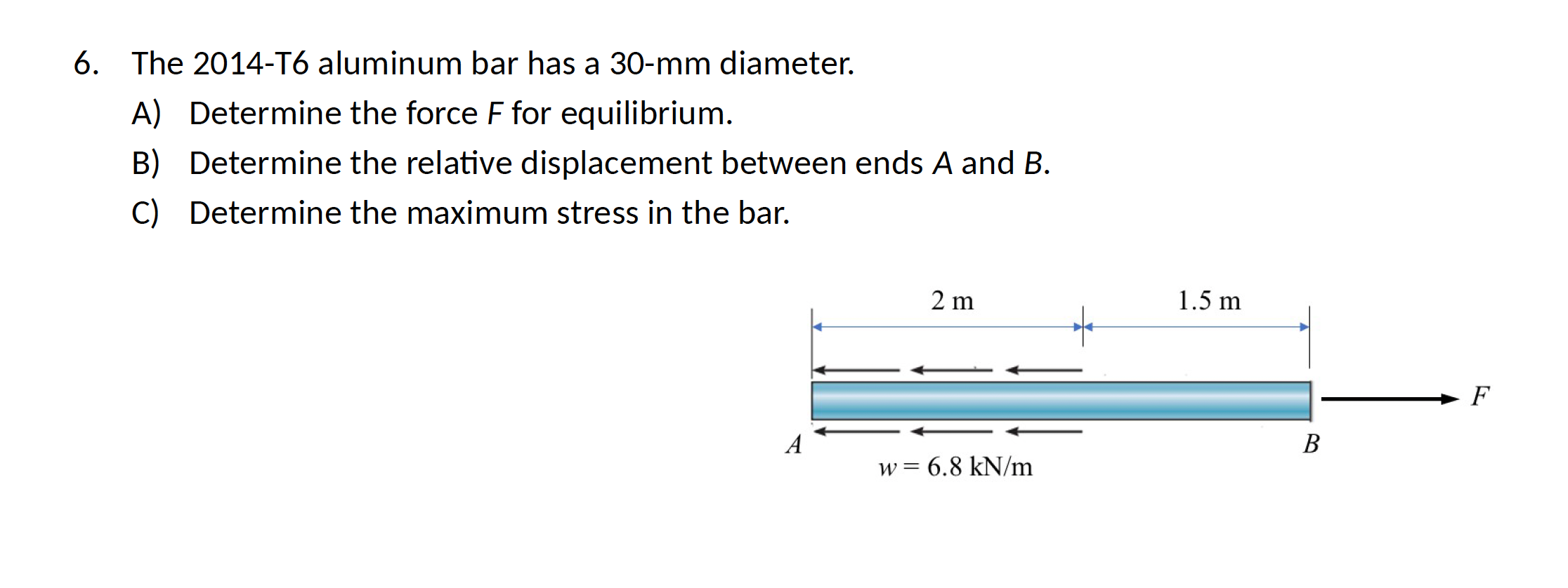 The 2 0 1 4 - T 6 aluminum bar has a 3 0 - mm