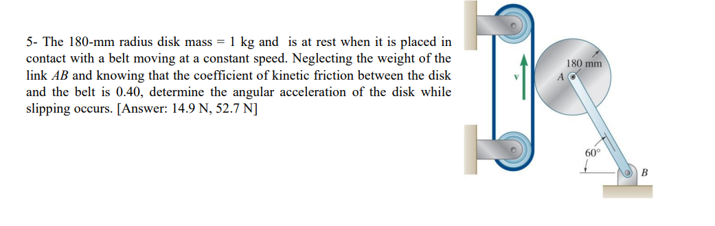 The 1 8 0 - mm radius disk mass = 1 kg and is at