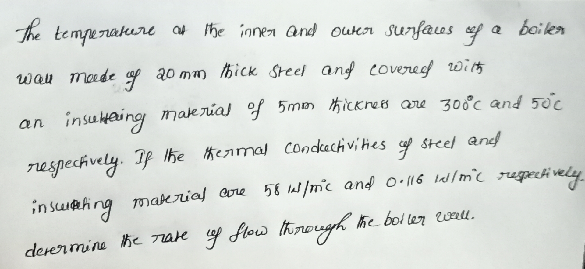 The temperature at the inner and outer surfoces