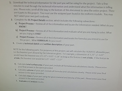 Download the technical information for the part