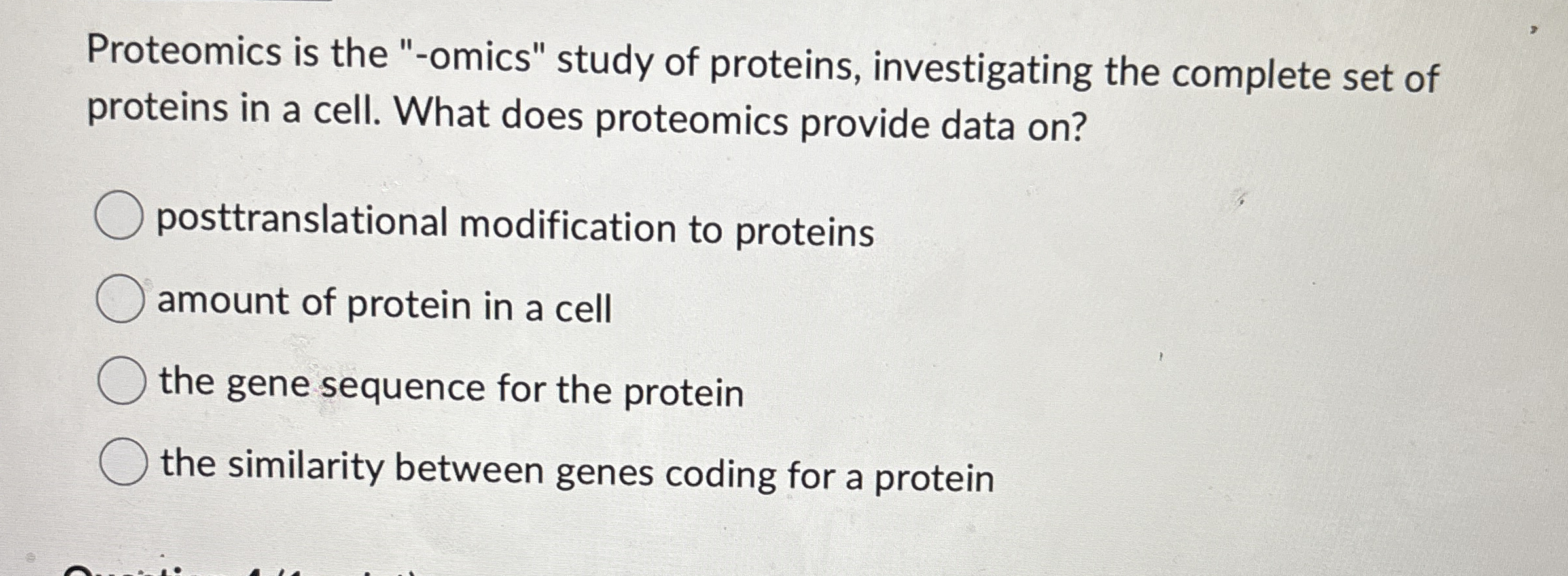 Proteomics is the " - omics" study of proteins,