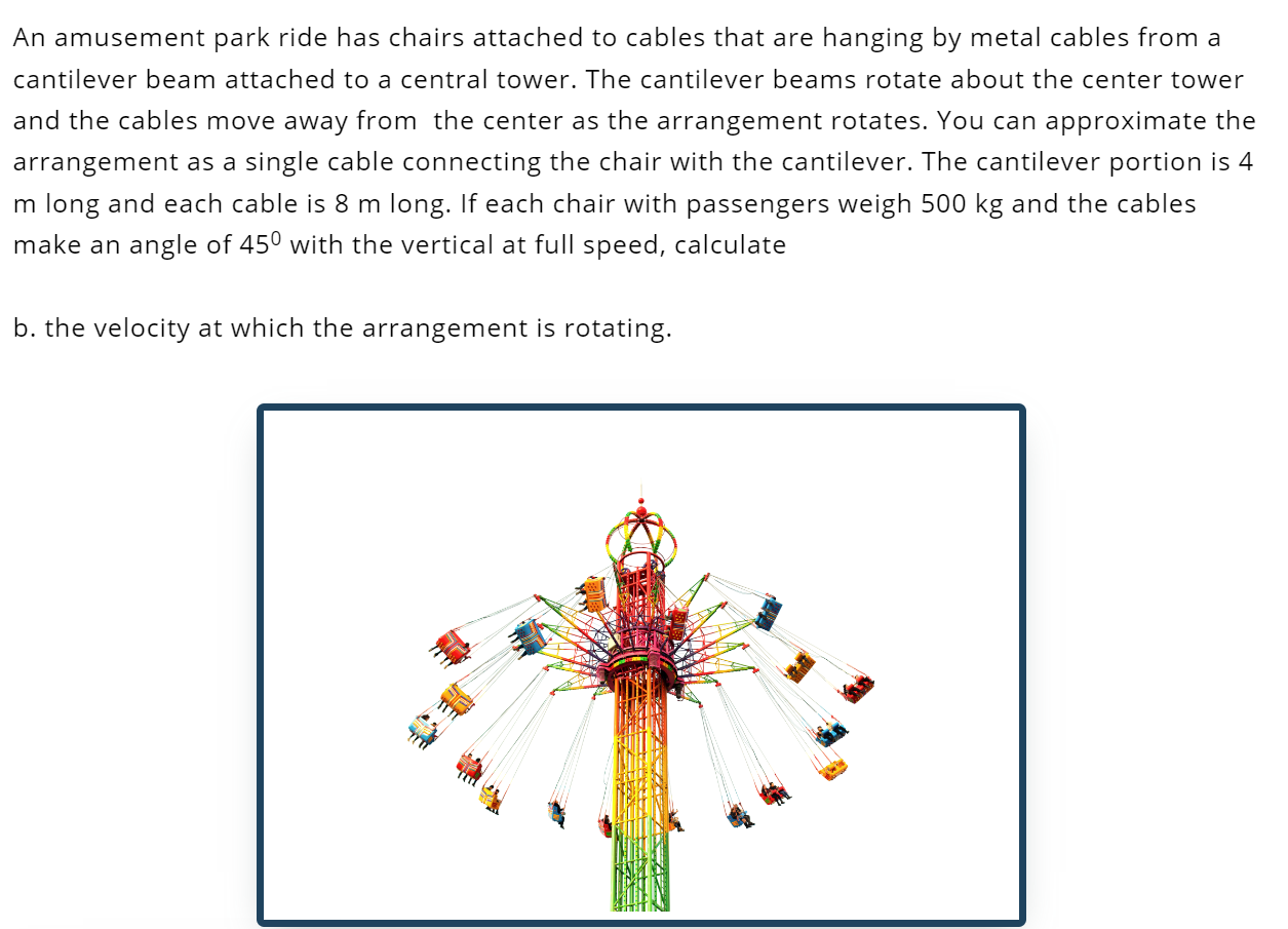 An amusement park ride has chairs attached to