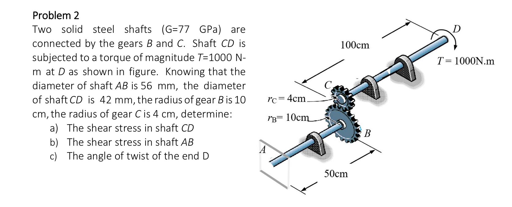 Problem 2 Two solid steel shafts ( G = 7 7 GPa )