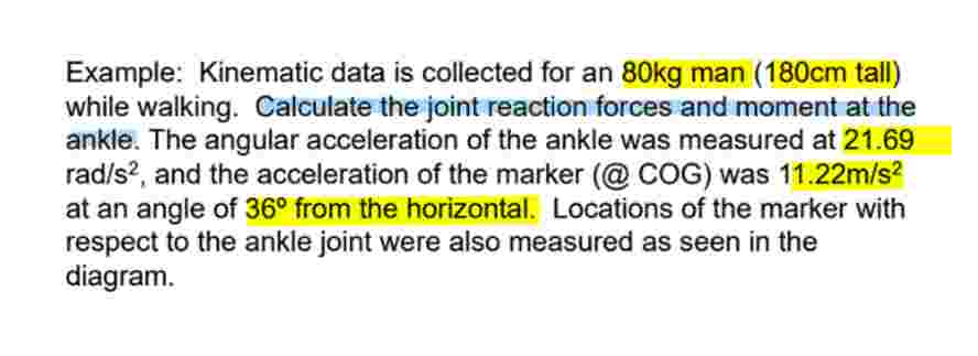Example: Kinematic data is collected for an 8 0