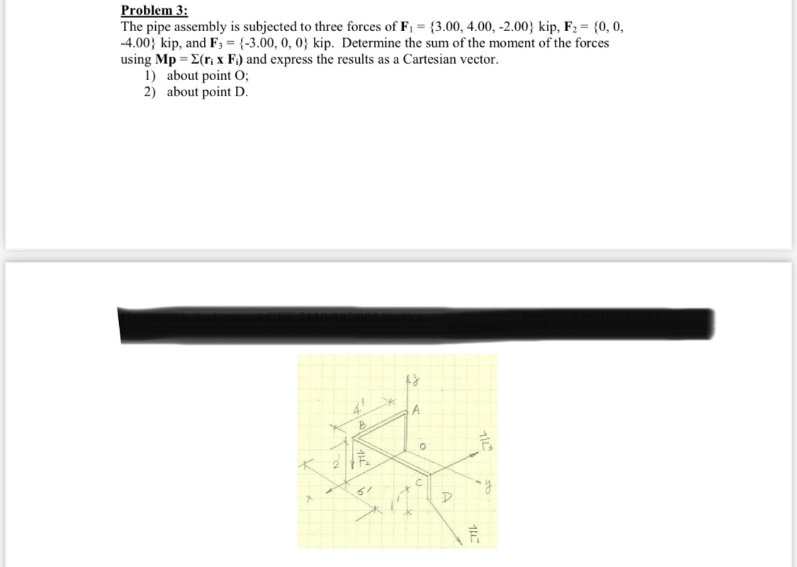 Problem 3 : The pipe assembly is subjected to