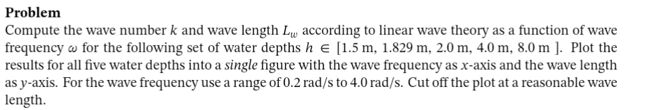 Please show in python Compute the wave number k