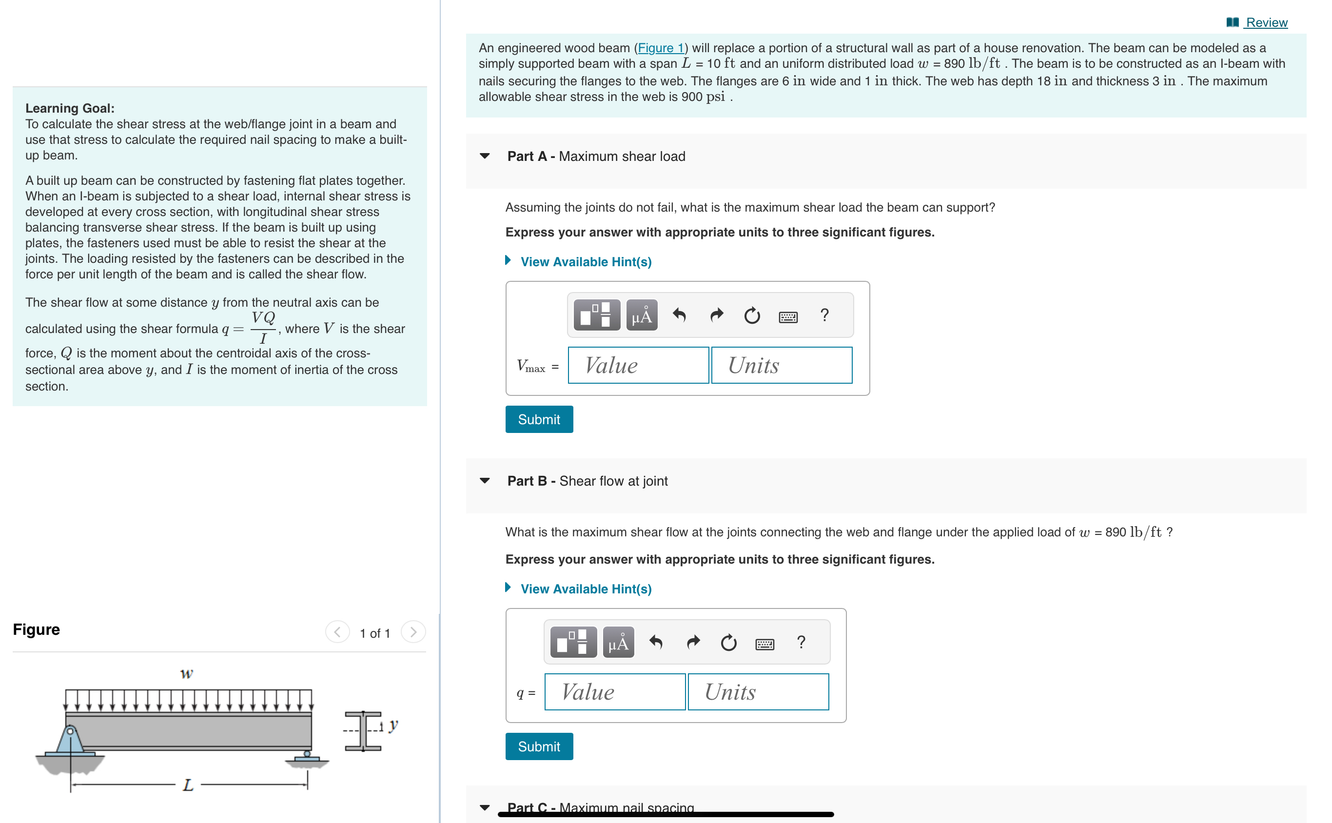 Review An engineered wood beam ( Figure 1 ) will
