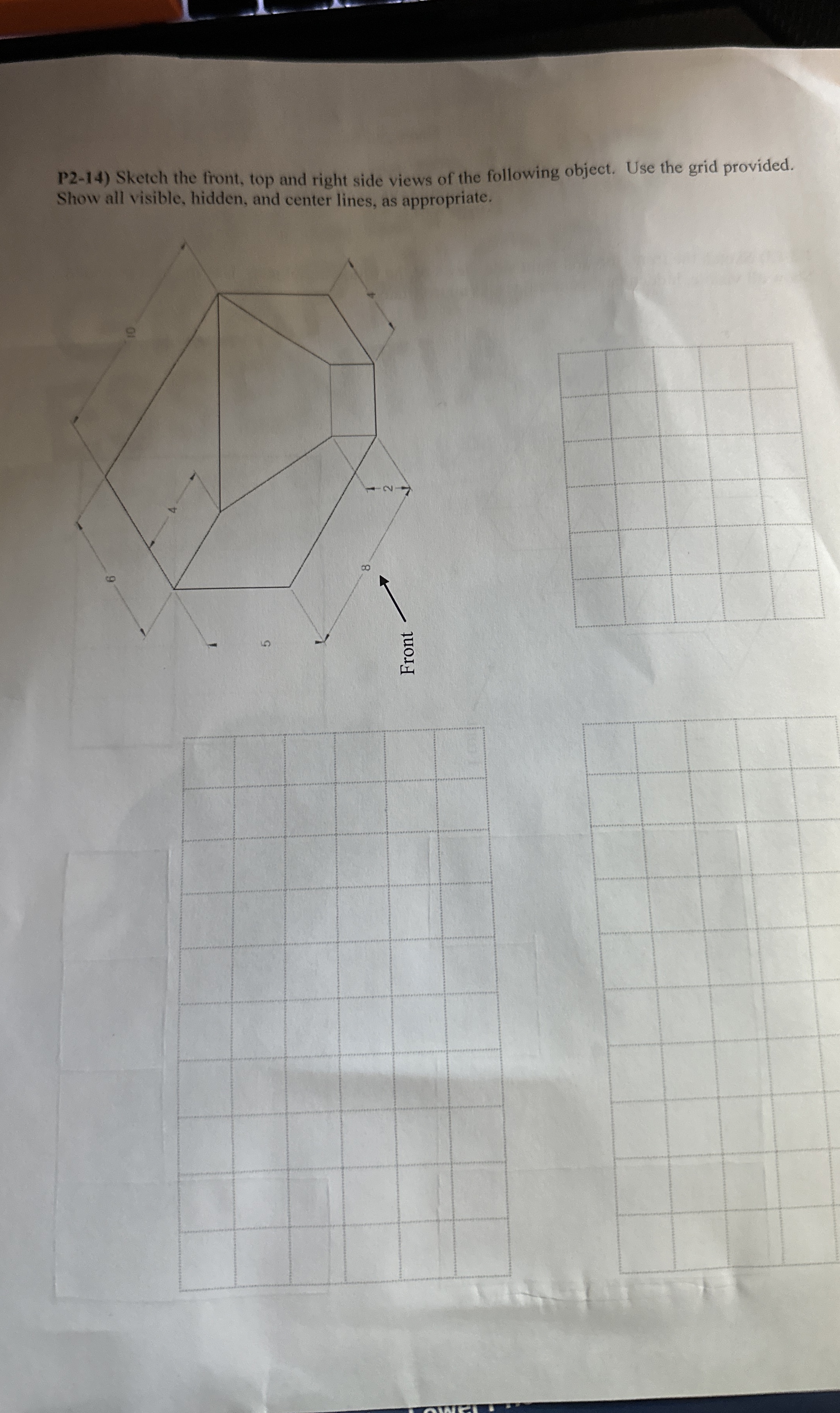 P 2 - 1 4 ) Sketch the front, top and right side