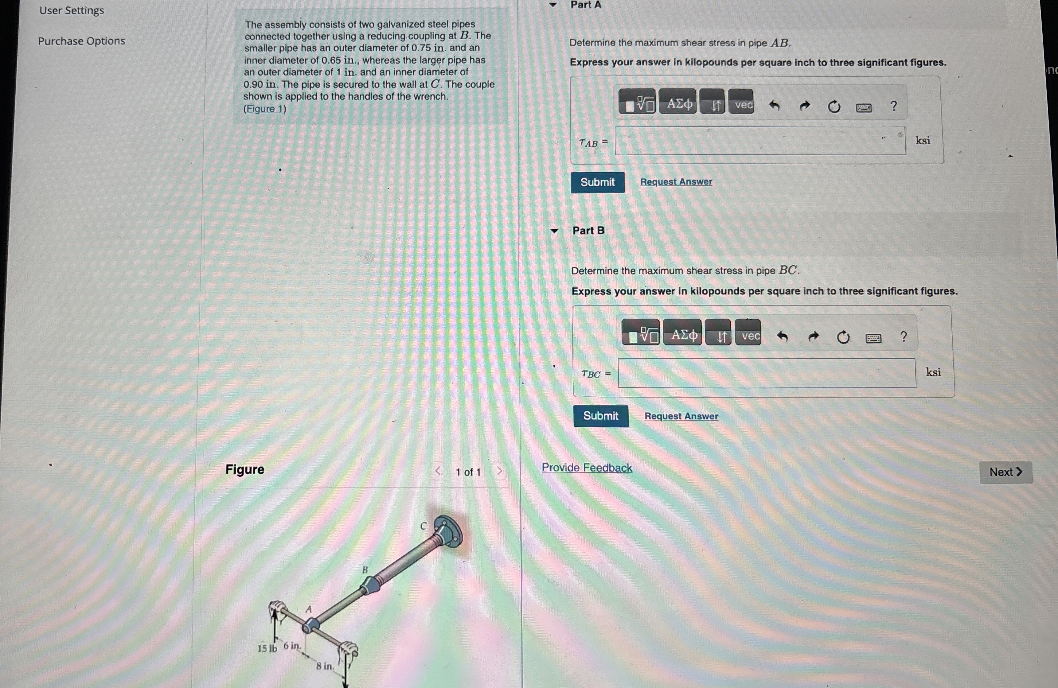 User Settings Purchase Options The assembly
