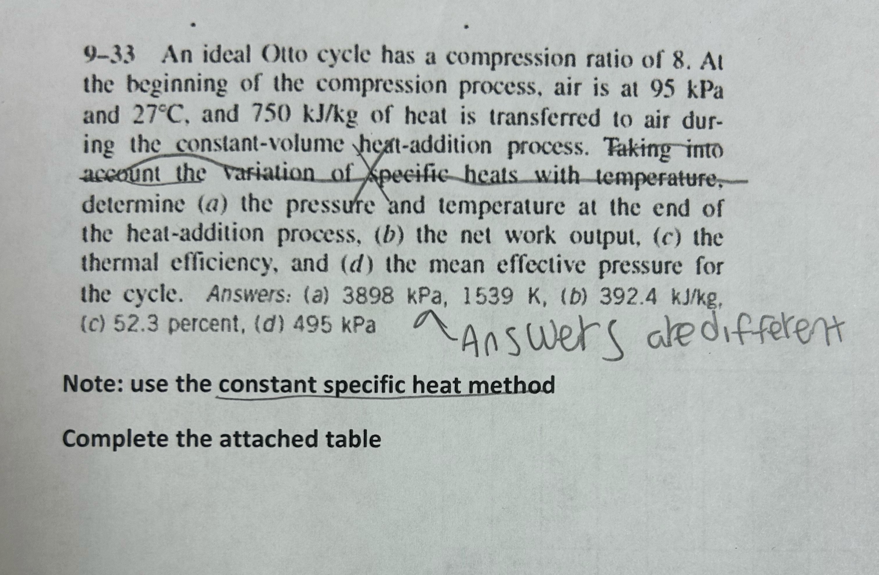 How to solve 9 - 3 3 An ideal Otto cycle has a
